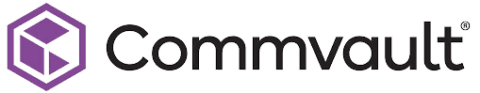 Commvault logo with purple hexagon graphic